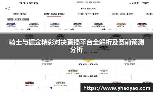 骑士与掘金精彩对决直播平台全解析及赛前预测分析